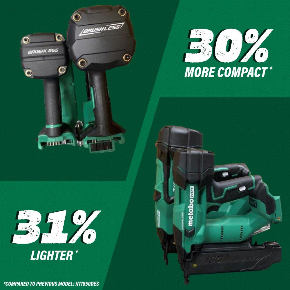 Metabo HPT 18V Compact Brad Nailer Cordless 18 Gauge Bare Tool - Ascmtools