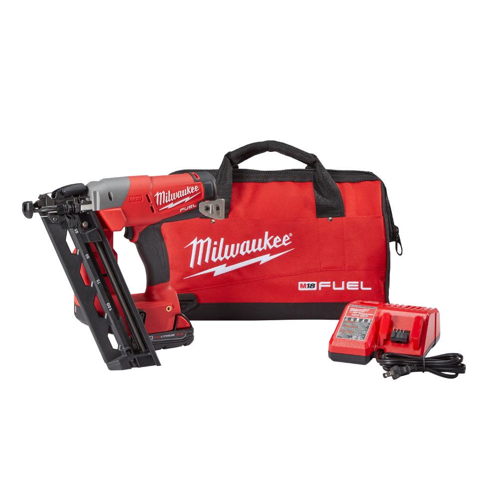 Milwaukee M18 FUEL 16 Gauge Angle Finish Nailer Kit - Ascmtools