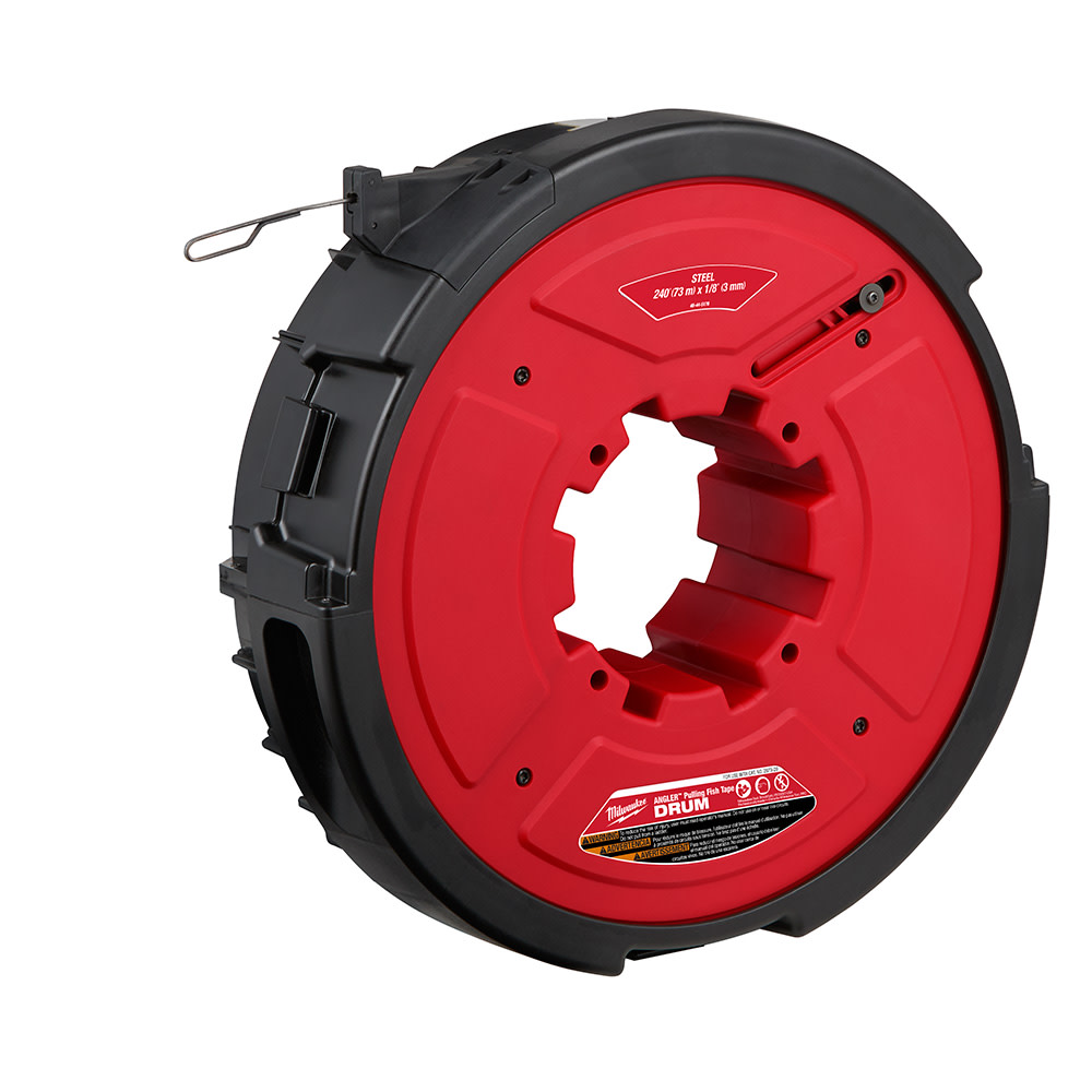Milwaukee M18 FUEL Angler 240′ x 1/8″ Steel Pulling Fish Tape Drum - Ascmtools