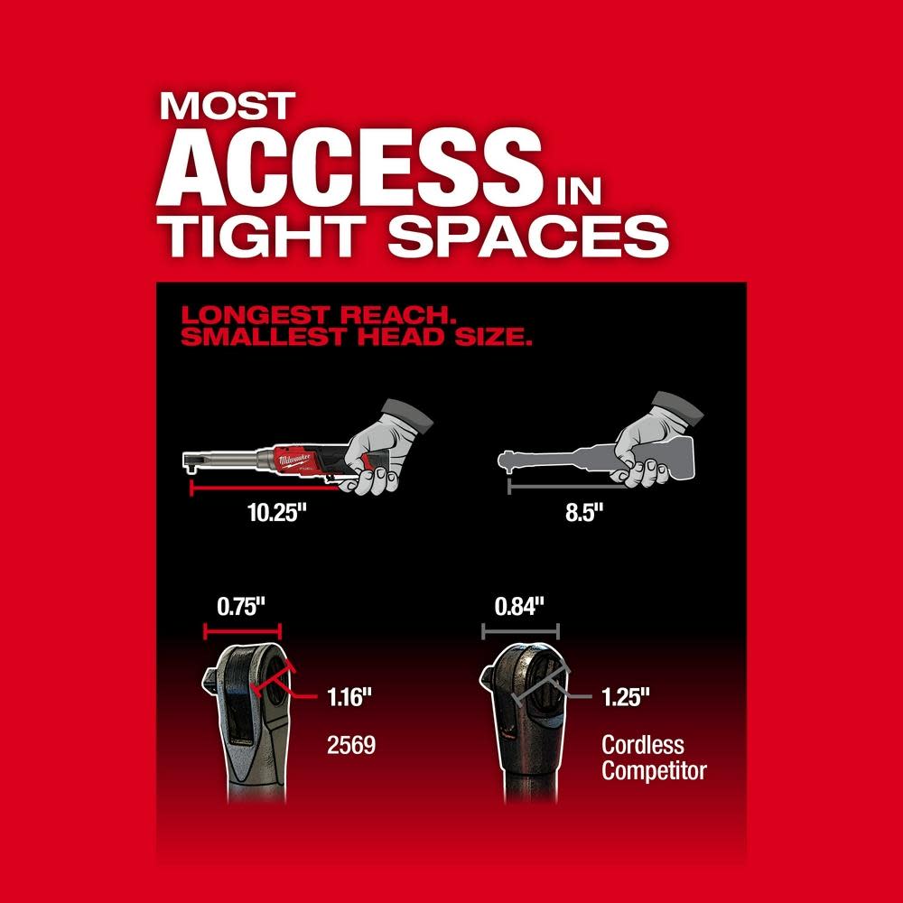 Milwaukee M12 FUEL 3/8″ Extended Reach High Speed Ratchet Kit - Ascmtools