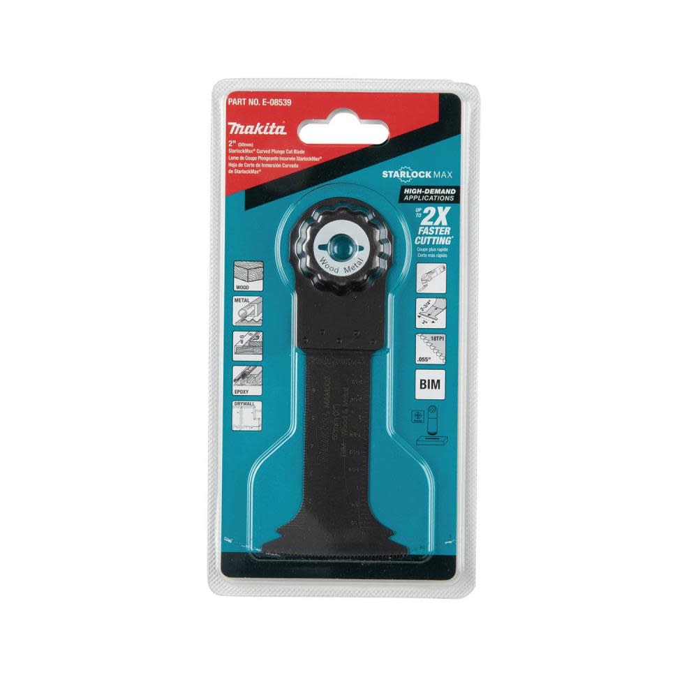 Makita StarlockMax Oscillating Multi Tool 2″ Bi Metal Curved Plunge Cut Blade - Ascmtools