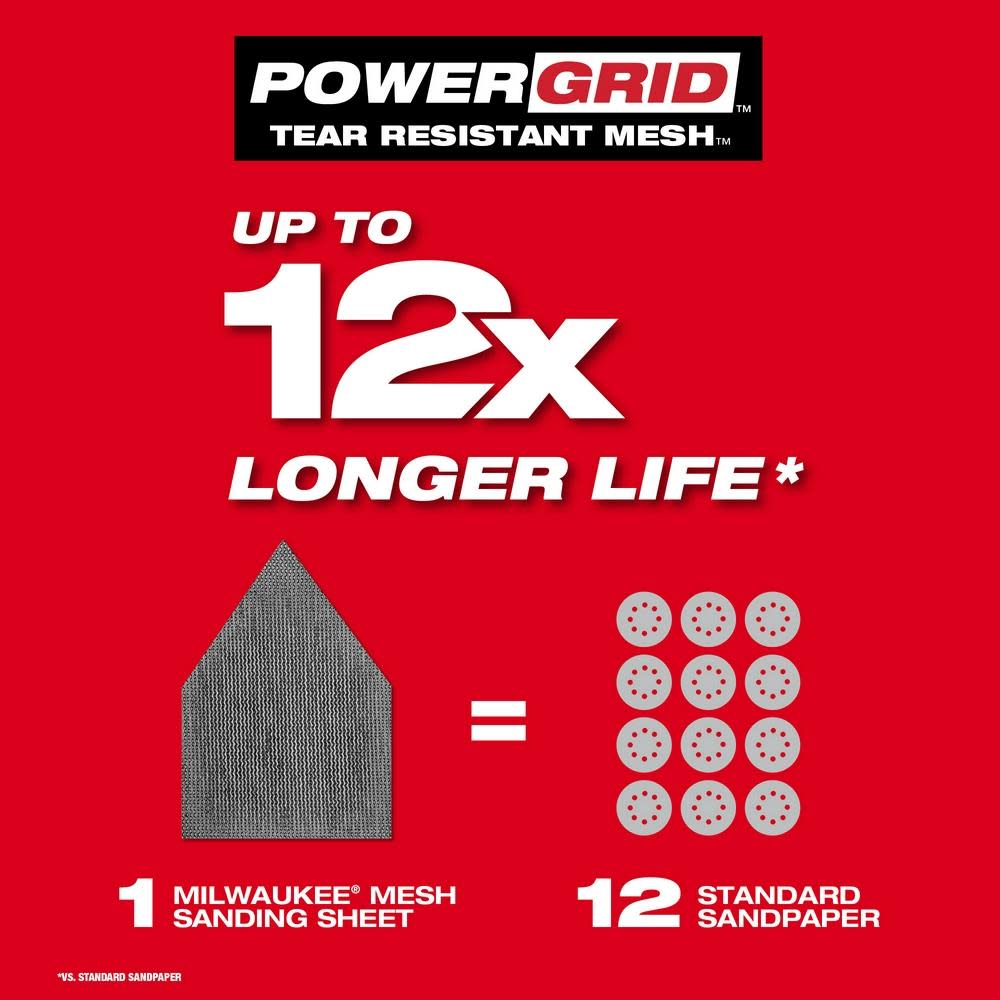 Milwaukee 400 Grit Mesh Sanding Sheets for M12 Orbital Detail Sander 12pk - Ascmtools