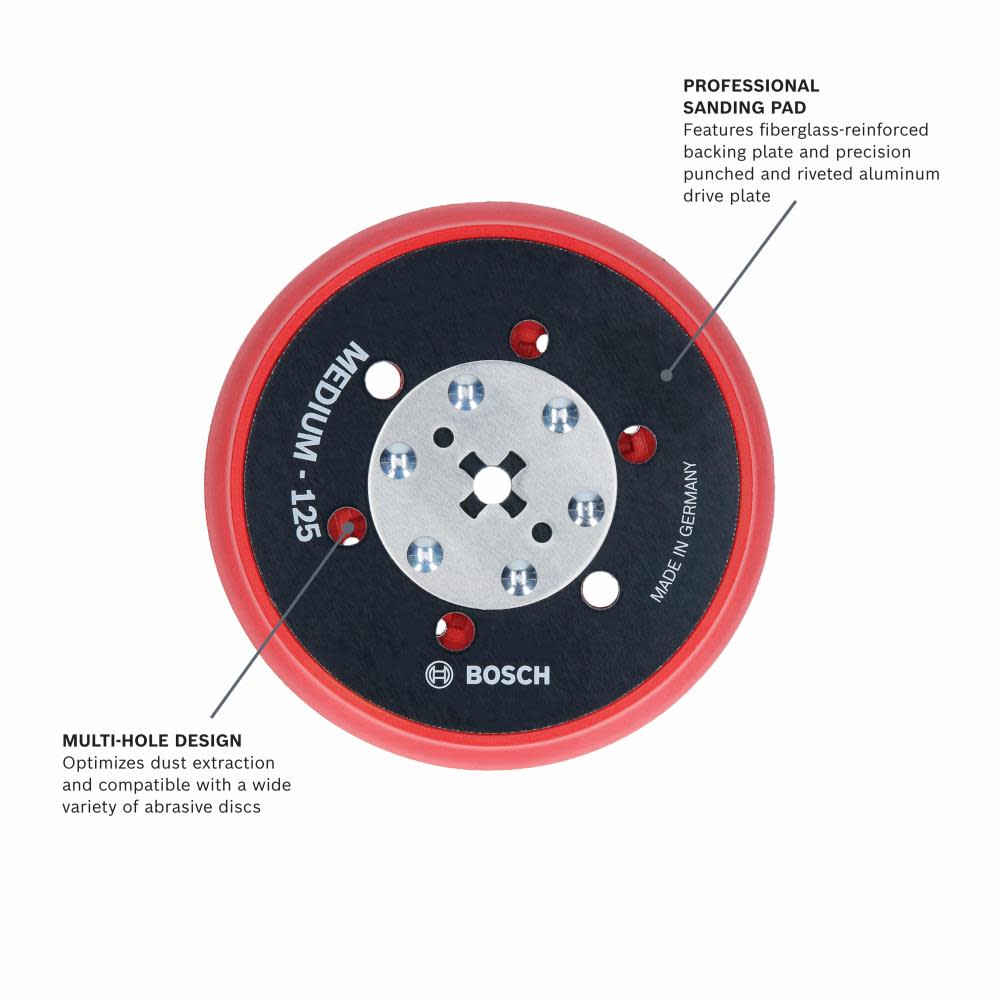 Bosch 5″ Medium Hook & Loop Multi Hole Sanding Pad - Ascmtools