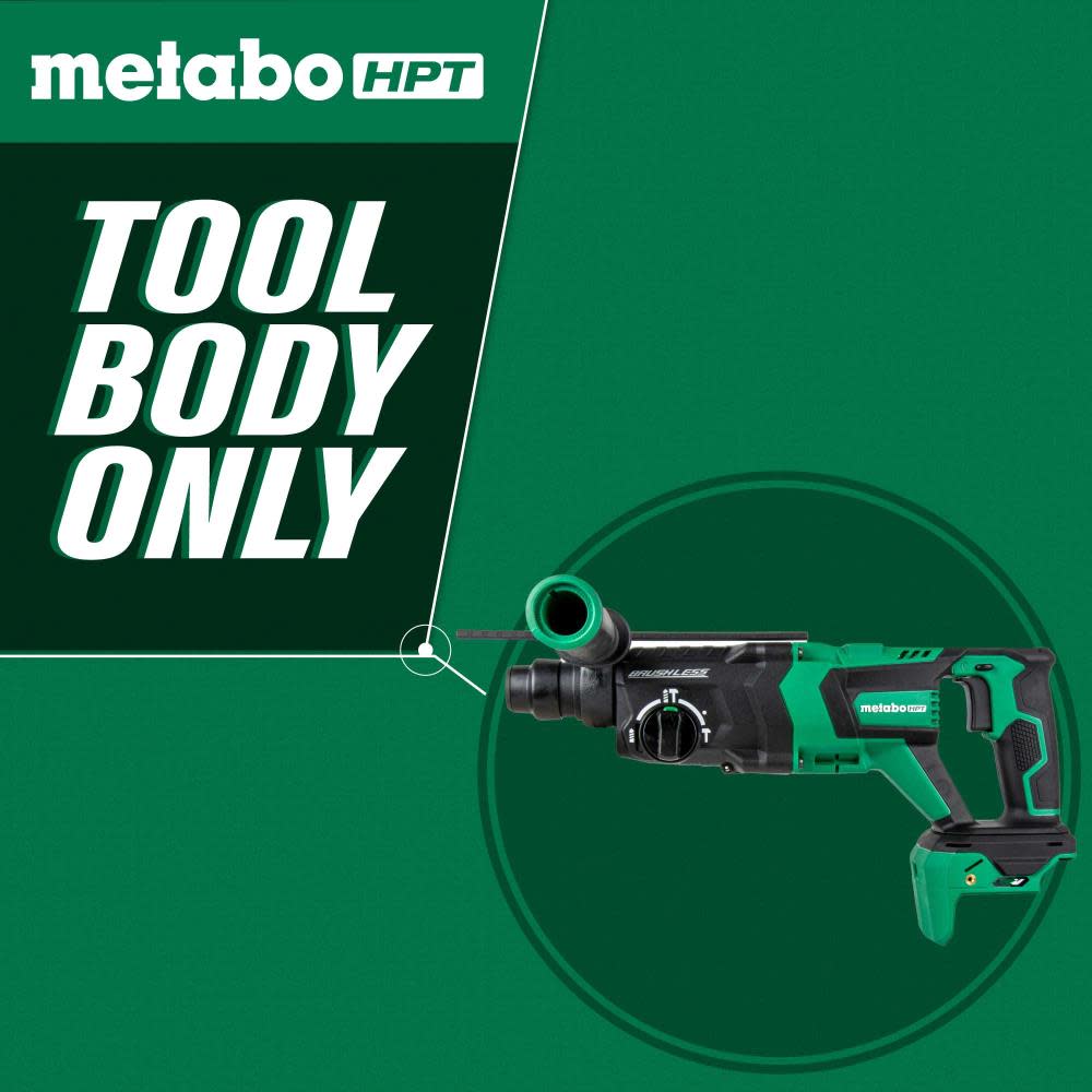 Metabo HPT 36V MultiVolt Rotary Hammer SDS Plus 1 1/8″ D Handle Bare Tool - Ascmtools