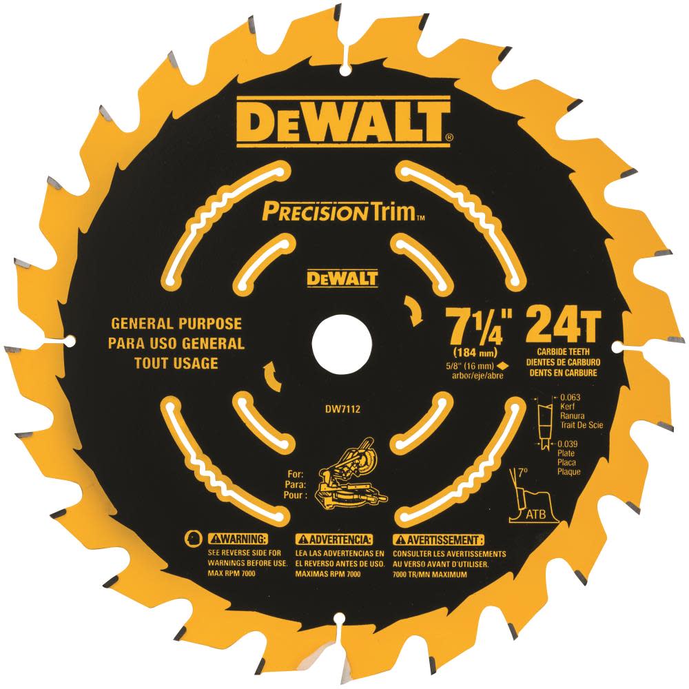 DEWALT Cordless Miter Saw Blade 7-1/4 In. 24T - Ascmtools