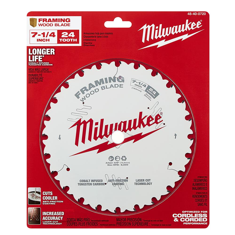 Milwaukee 7-1/4 in. 24T Framing Circular Saw Blade - Ascmtools