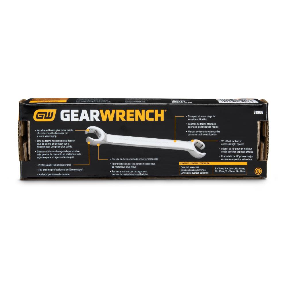 GEARWRENCH Flare Nut Wrench Set 6 Pc. Metric - Ascmtools