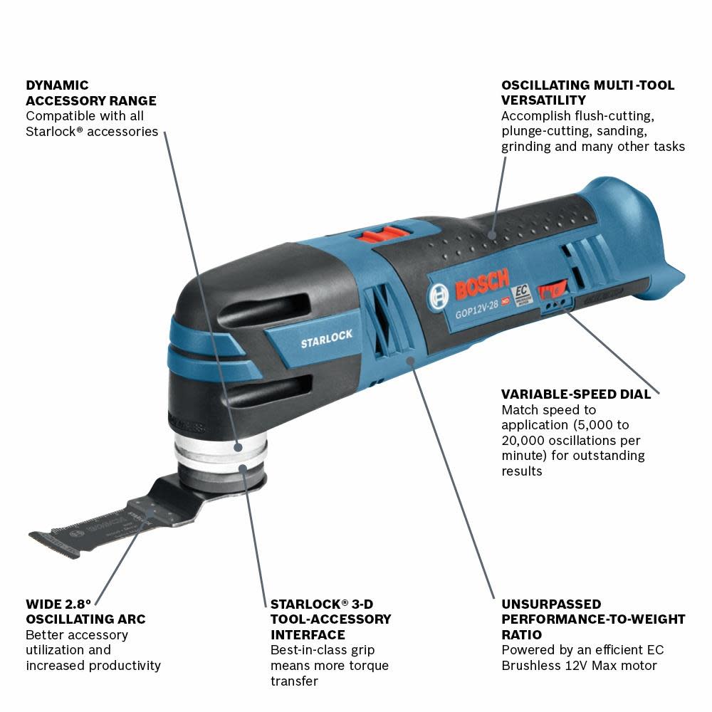 Bosch 12V Max EC Brushless Starlock Oscillating Multi-Tool (Bare Tool) - Ascmtools