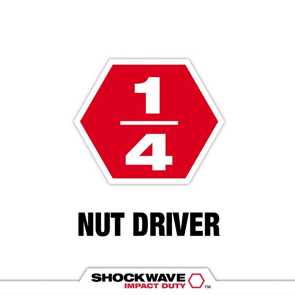 Milwaukee SHOCKWAVE Impact Duty 1/4 x 1 7/8″ Magnetic Nut Driver 10pk - Ascmtools