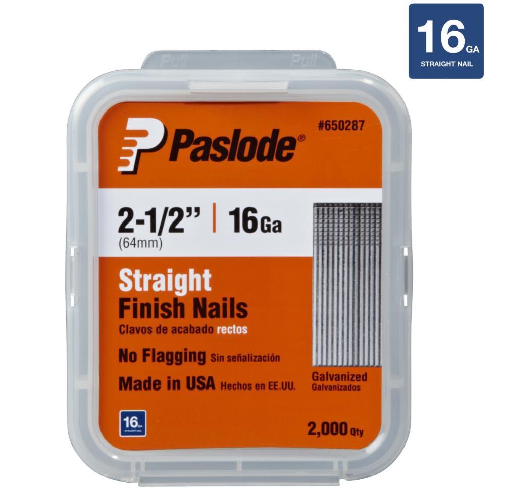 Paslode 2000 Pack 2-1/2″ 16 Ga Galv Straight Finishing Nails - Ascmtools