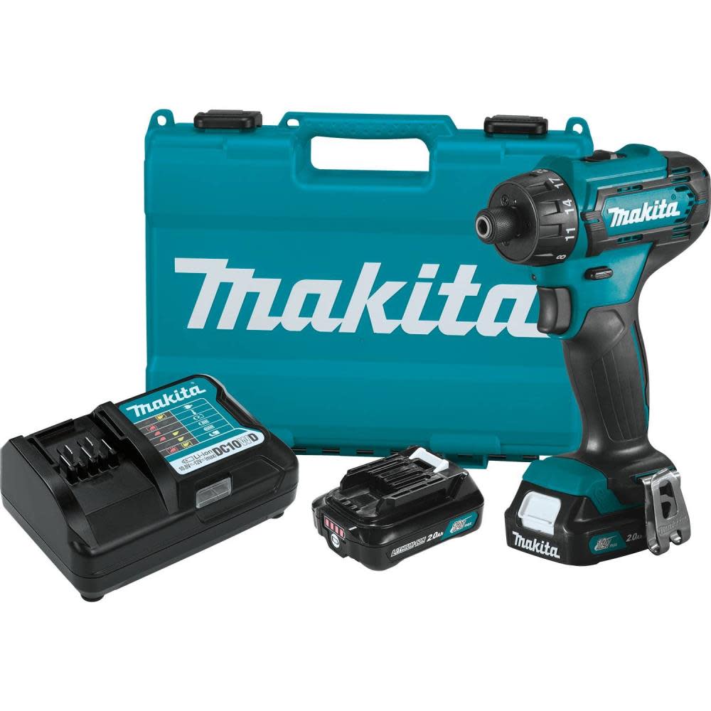 Makita 12V Max CXT Lithium-Ion Cordless 1/4 In. Hex Driver-Drill Kit (2.0Ah) - Ascmtools
