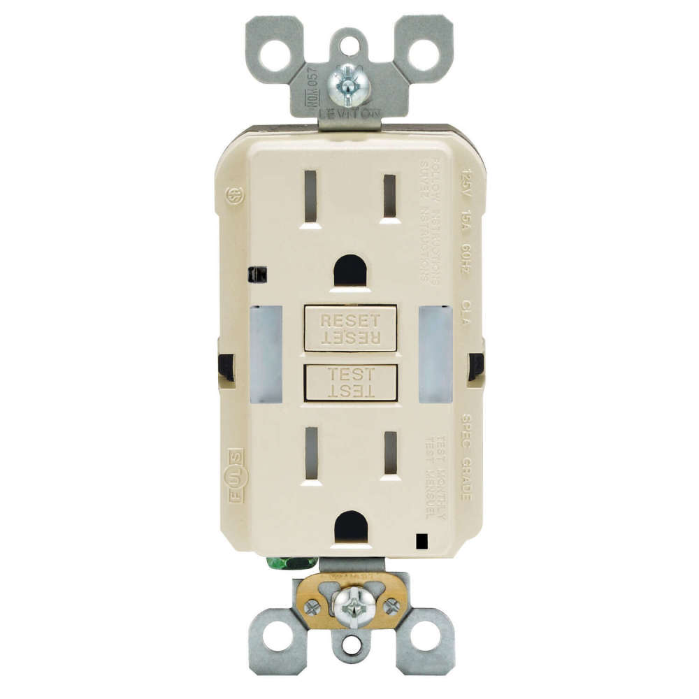 Leviton SmartlockPro NEMA GFCI Outlet 15A 125V Duplex Light Almond - Ascmtools