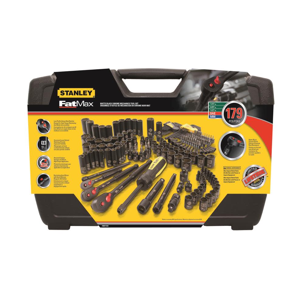 Stanley 179 pc Black Chrome Mechanic’s Tool Set - Ascmtools