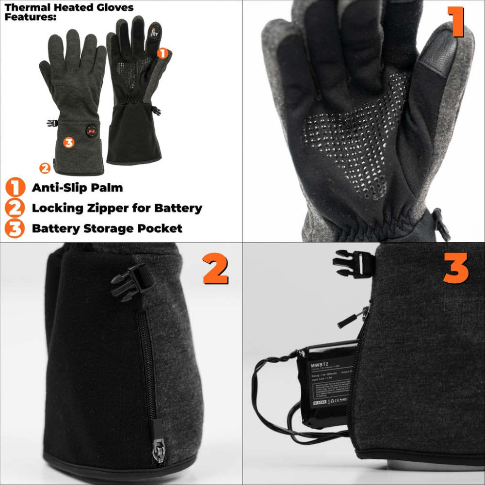 Mobile Warming Thermal Heated Glove Womens Burgundy XS - Ascmtools