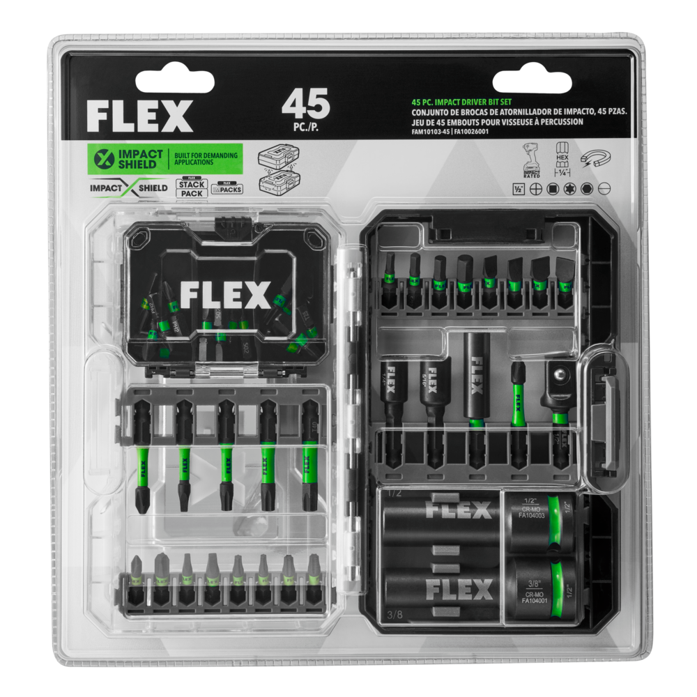FLEX Impacks Impact Drill & Driver Bit Set 45pc - Ascmtools