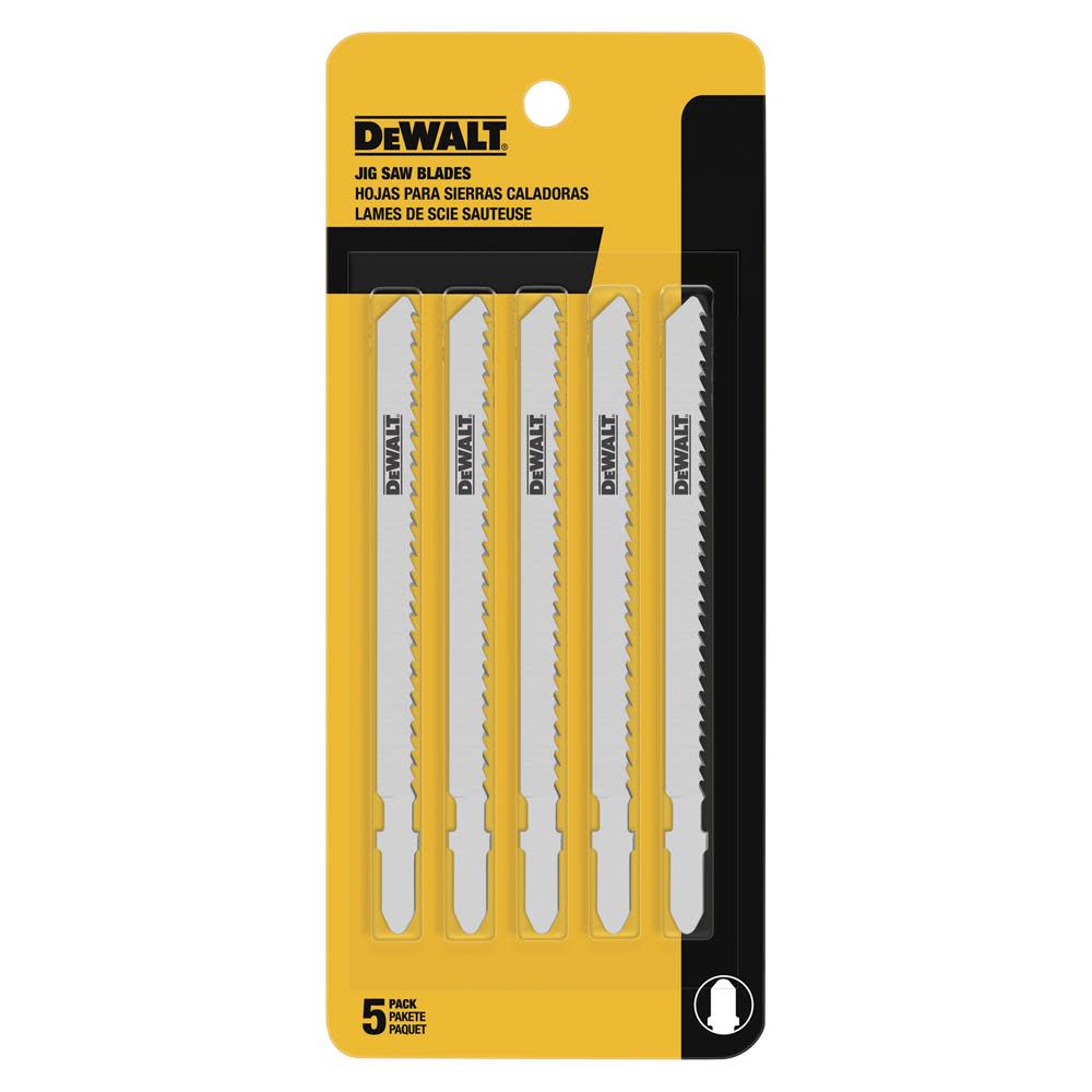 DEWALT 6TPI Fast Clean Wood Cutting Jig Saw Blade (5pk) - Ascmtools