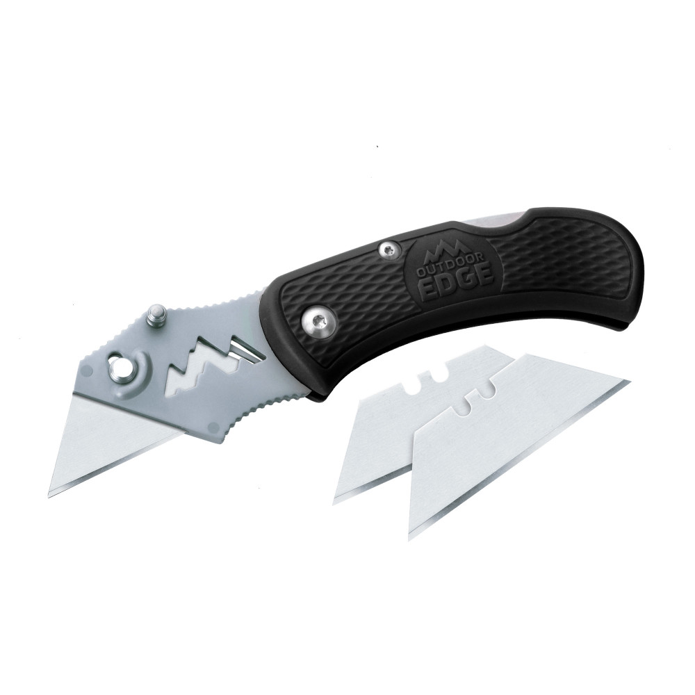 Outdoor Edge BOA Razor Folding Utility Knife with 3 Blades Black - Ascmtools