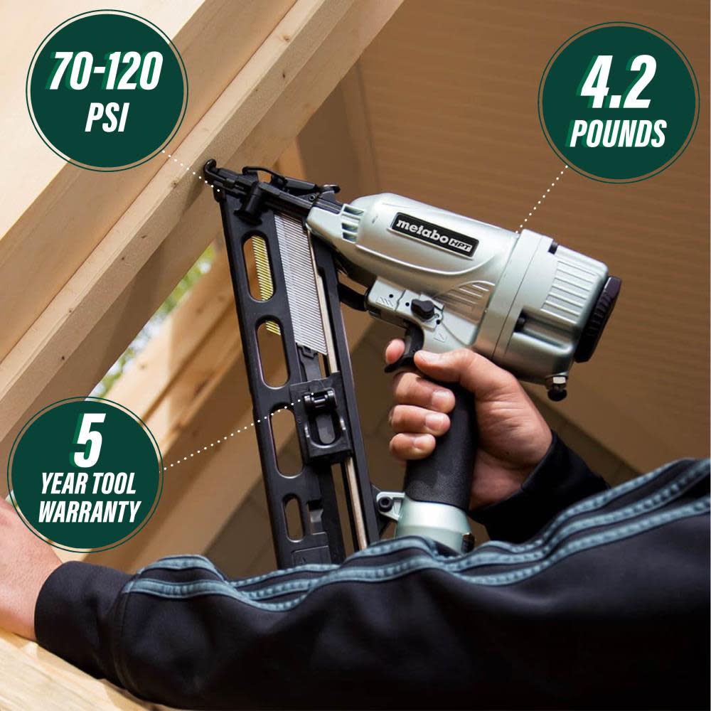 Metabo HPT 2-1/2 In. 15-Gauge Angled Finish Nailer with Air Duster - Ascmtools