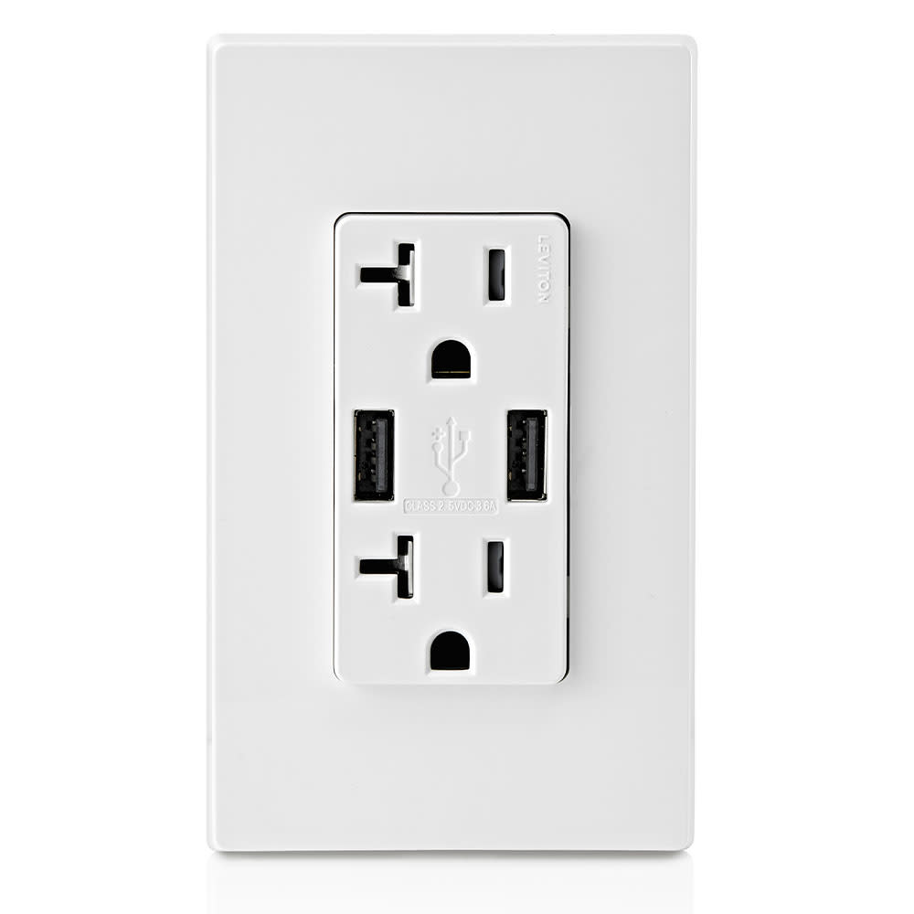 Leviton Combination Duplex Receptacle/Outlet 20A 125V White - Ascmtools