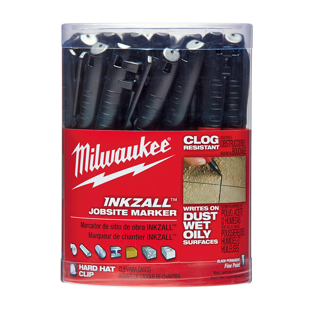 Milwaukee INKZALL Black Fine Point Marker 36pc Bulk Kit - Ascmtools