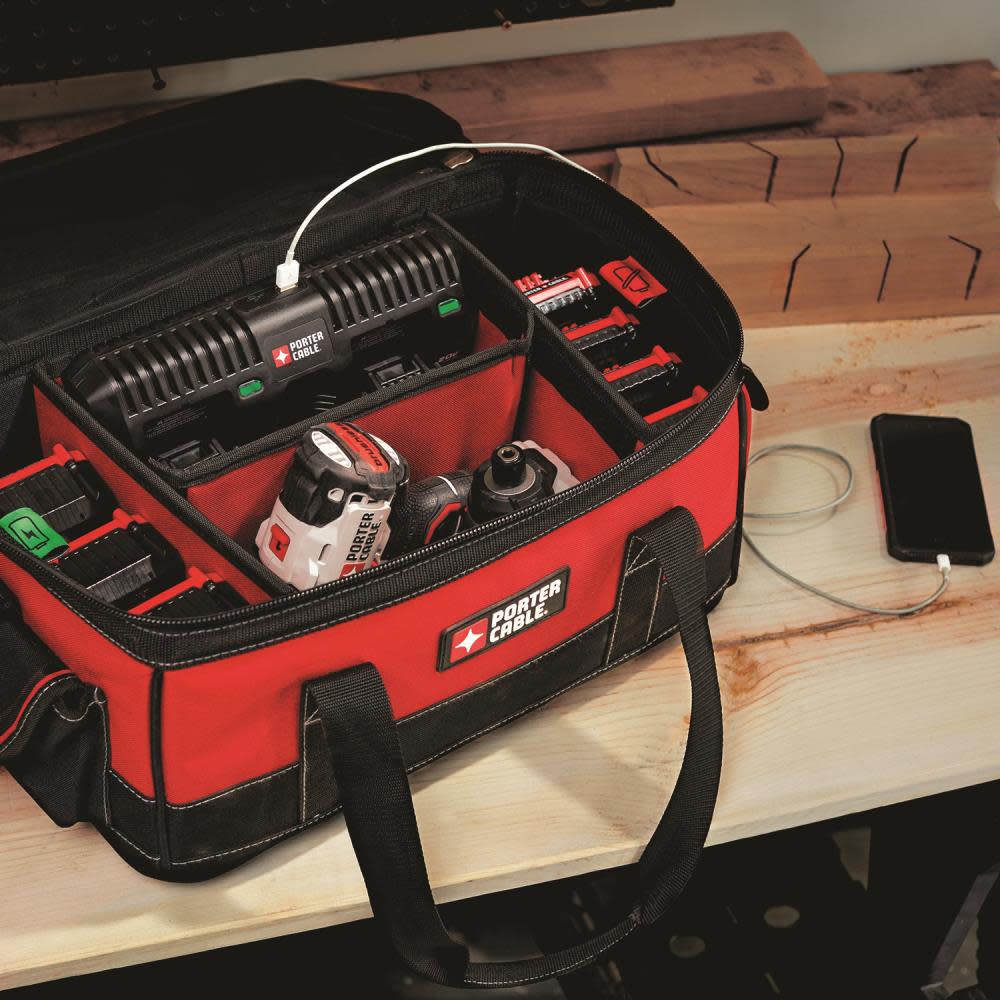 Porter Cable 20V MAX Dual Port Charger Bag (PCCB122C2) - Ascmtools
