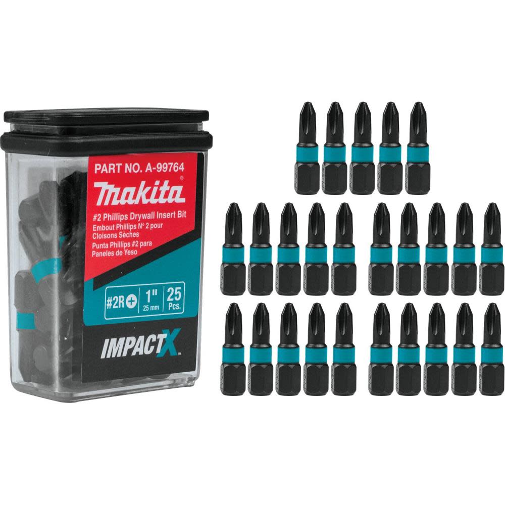 Makita Impact X #2 Phillips Drywall 1 Insert Bit 25/pk - Ascmtools