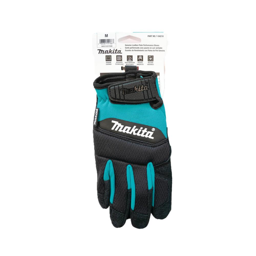 Makita Performance Gloves Genuine Leather Palm Medium - Ascmtools