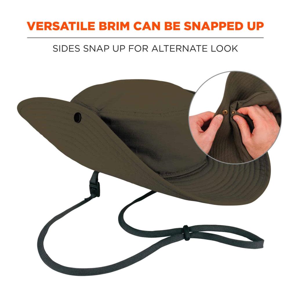 Ergodyne Chill Its 8936 Lightweight Ranger Hat with Mesh Paneling Olive S/M - Ascmtools
