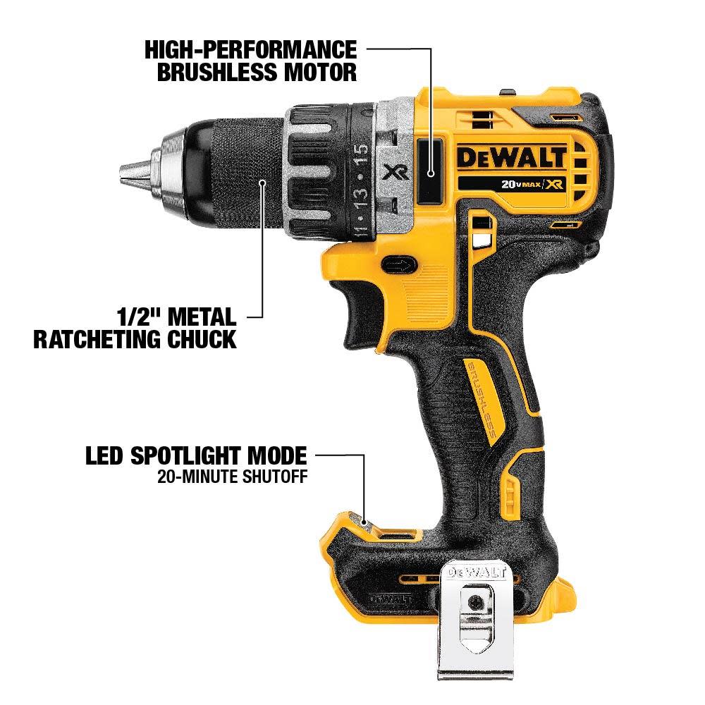 DEWALT 20 V MAX XR Li-ion Compact Brushless Drill/Driver (Tool Only) - Ascmtools