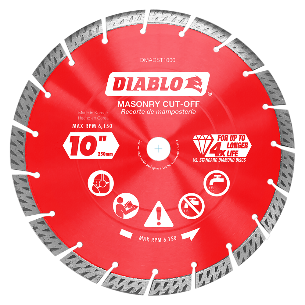 Diablo Tools 10″ Diamond Segmented Turbo Cut-Off Discs for Masonry - Ascmtools