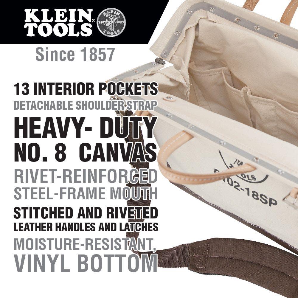 Klein Tools 18″ Deluxe Canvas Tool Bag - Ascmtools