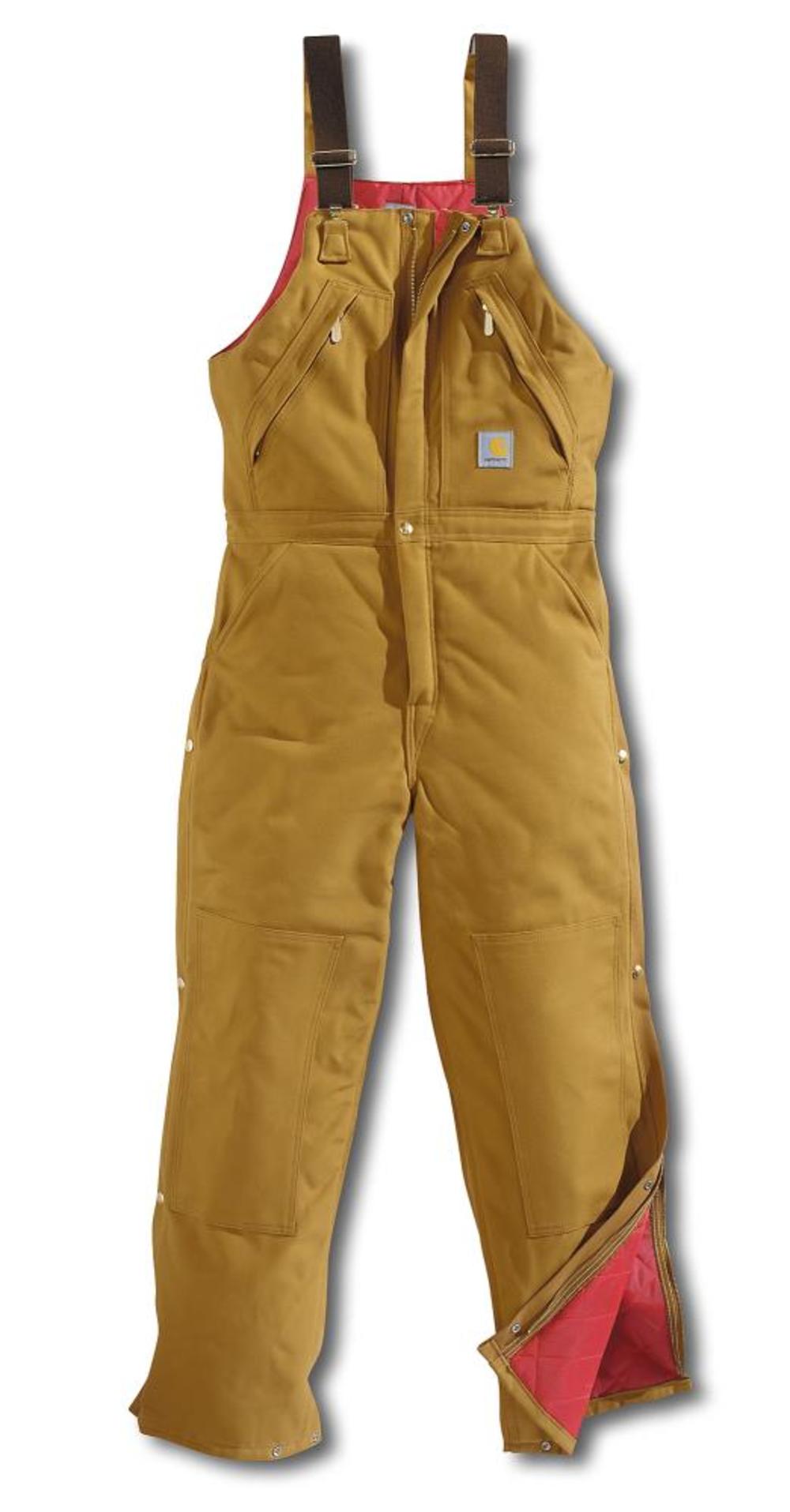 Carhartt Men’s Duck Zip-To-Waist Biberall/ Quilt-Lined Brown 36 x 34 - Ascmtools