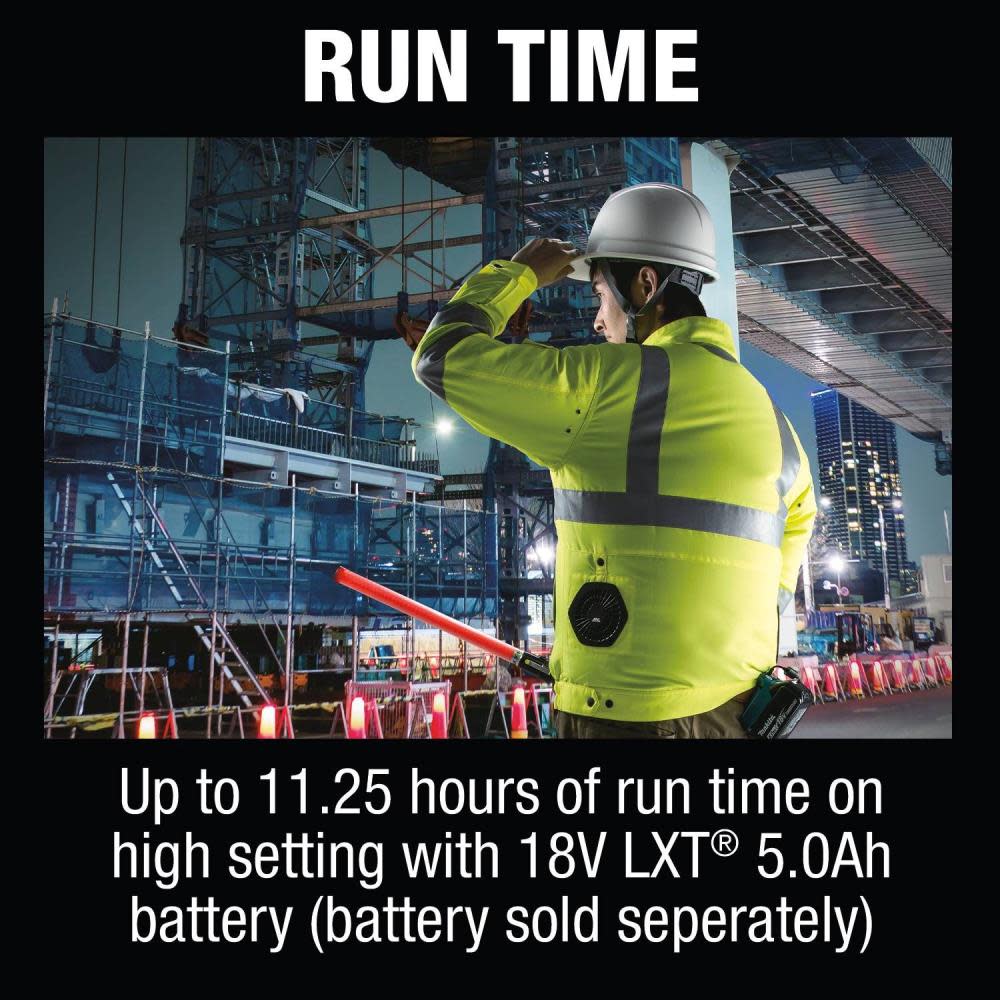 Makita 18V LXT Lithium-Ion Cordless High Visibility Fan Jacket Jacket Only (M) - Ascmtools