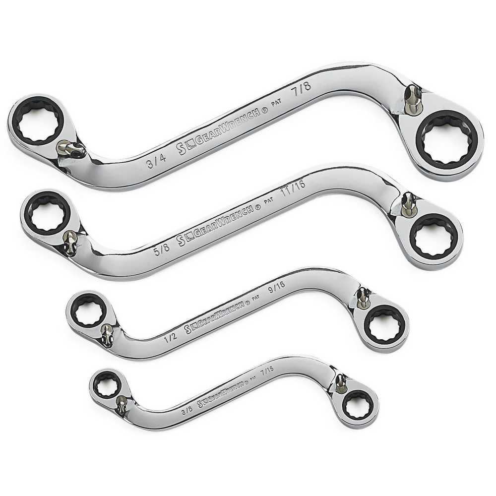GEARWRENCH 4 pc SAE S-Shape Reversible Double Box Ratcheting Wrench Set - Ascmtools