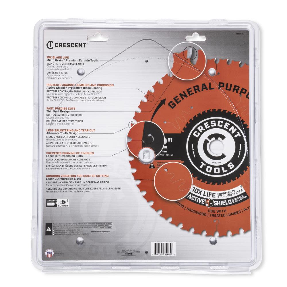 Crescent Circular Saw Blade 12″ x 44 Tooth General Purpose - Ascmtools