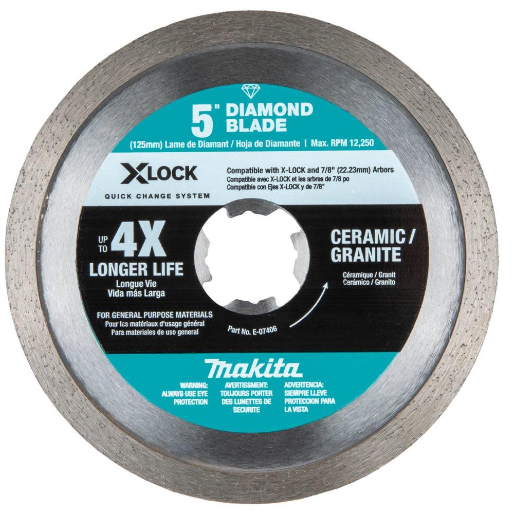 Makita X-LOCK 5″ Continuous Rim Diamond Blade for Ceramic and Granite Cutting - Ascmtools