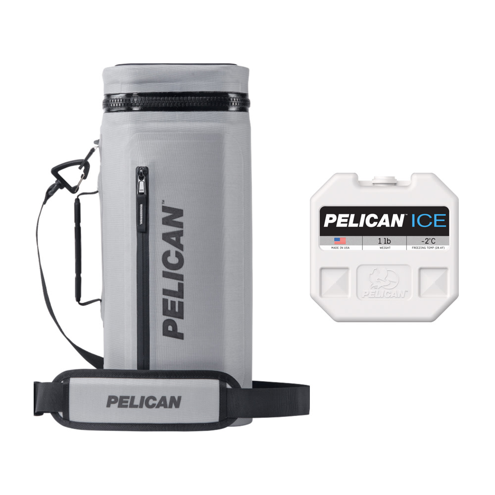 Pelican Light Gray Dayventure Sling Cooler & 1Lb Blue Ice Bundle - Ascmtools