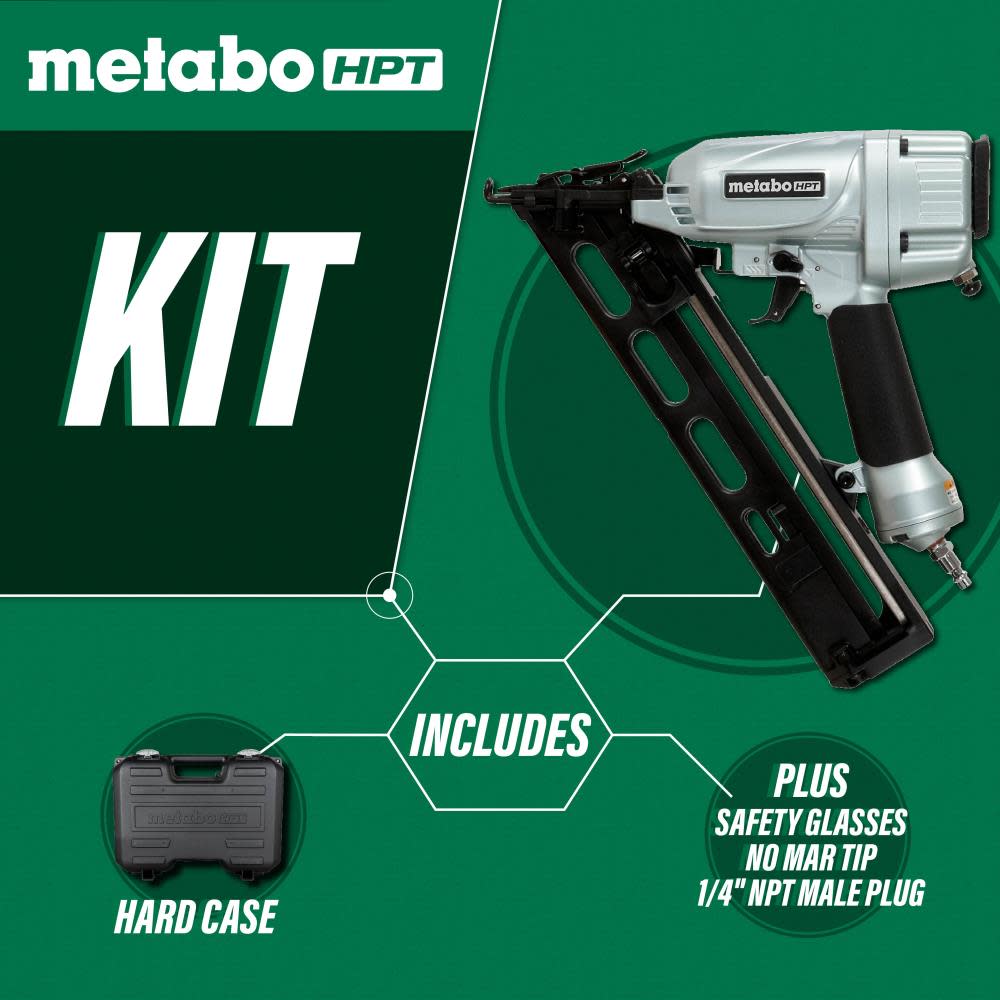 Metabo HPT 2-1/2 In. 15-Gauge Angled Finish Nailer with Air Duster - Ascmtools