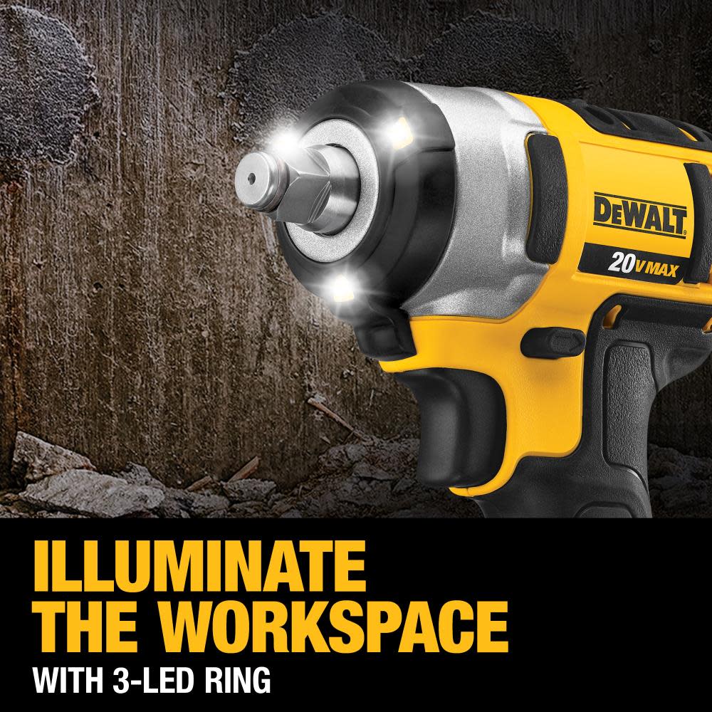 DEWALT 20 V MAX Lithium Ion 1/2 In. Impact Wrench with Detent Pin (Tool Only) - Ascmtools