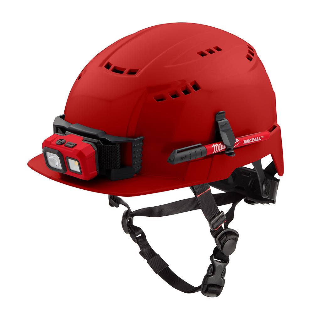 Milwaukee Red Front Brim Vented Helmet with BOLT Class C - Ascmtools