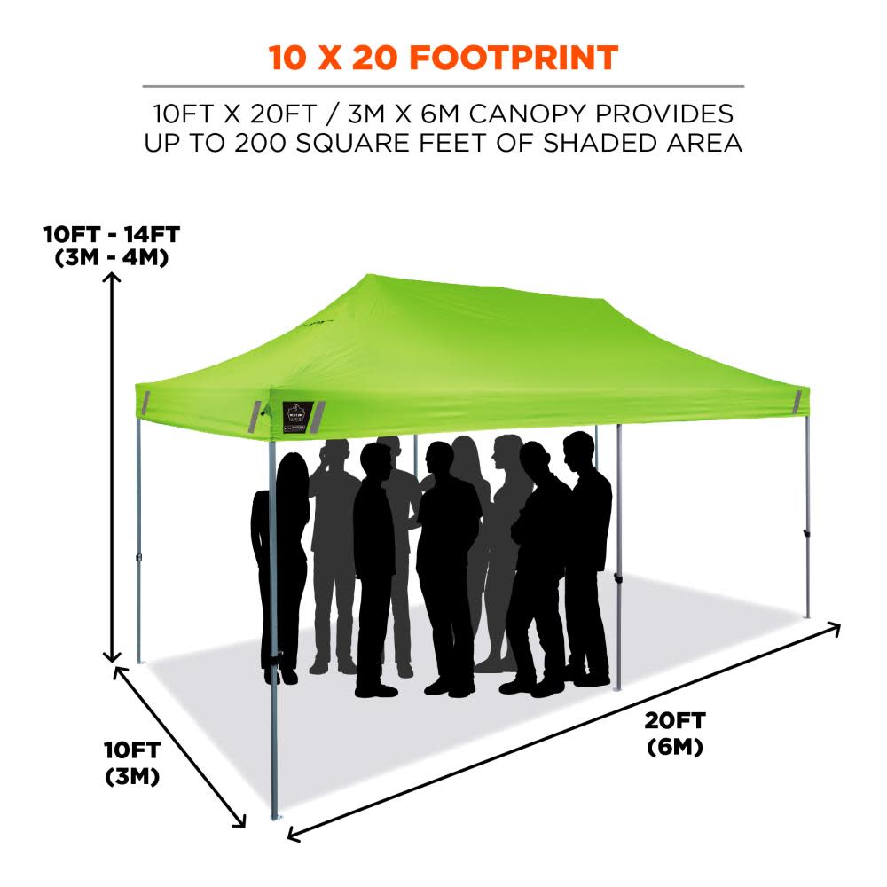 Ergodyne Shax 6015 Single Lime Heavy Duty Pop Up Tent 10′ x 20′ - Ascmtools