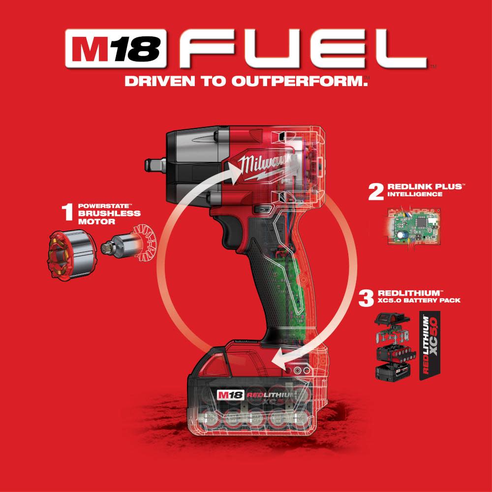 Milwaukee M18 FUEL 3/8 Mid-Torque Impact Wrench with Friction Ring Kit - Ascmtools