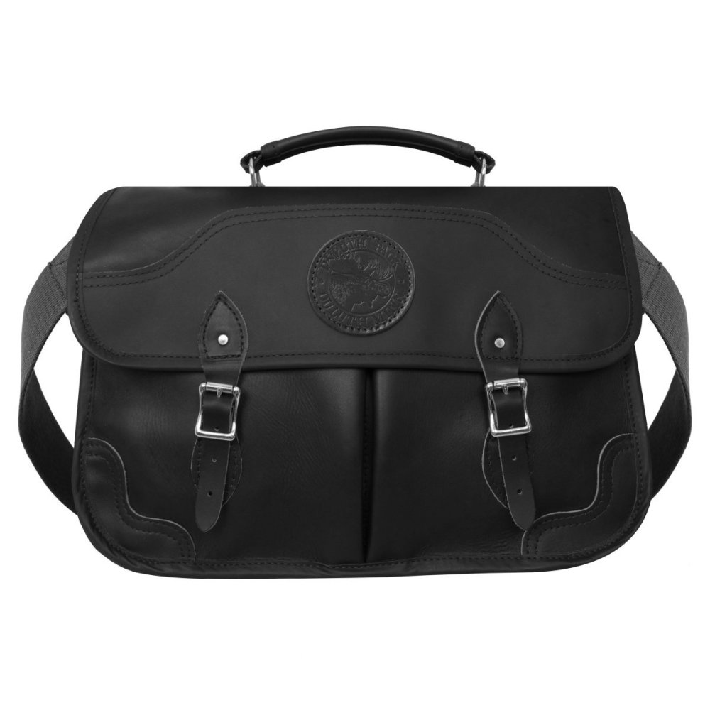 Duluth Pack 15 Liter Capacity Black Leather Executive Briefcase - Ascmtools