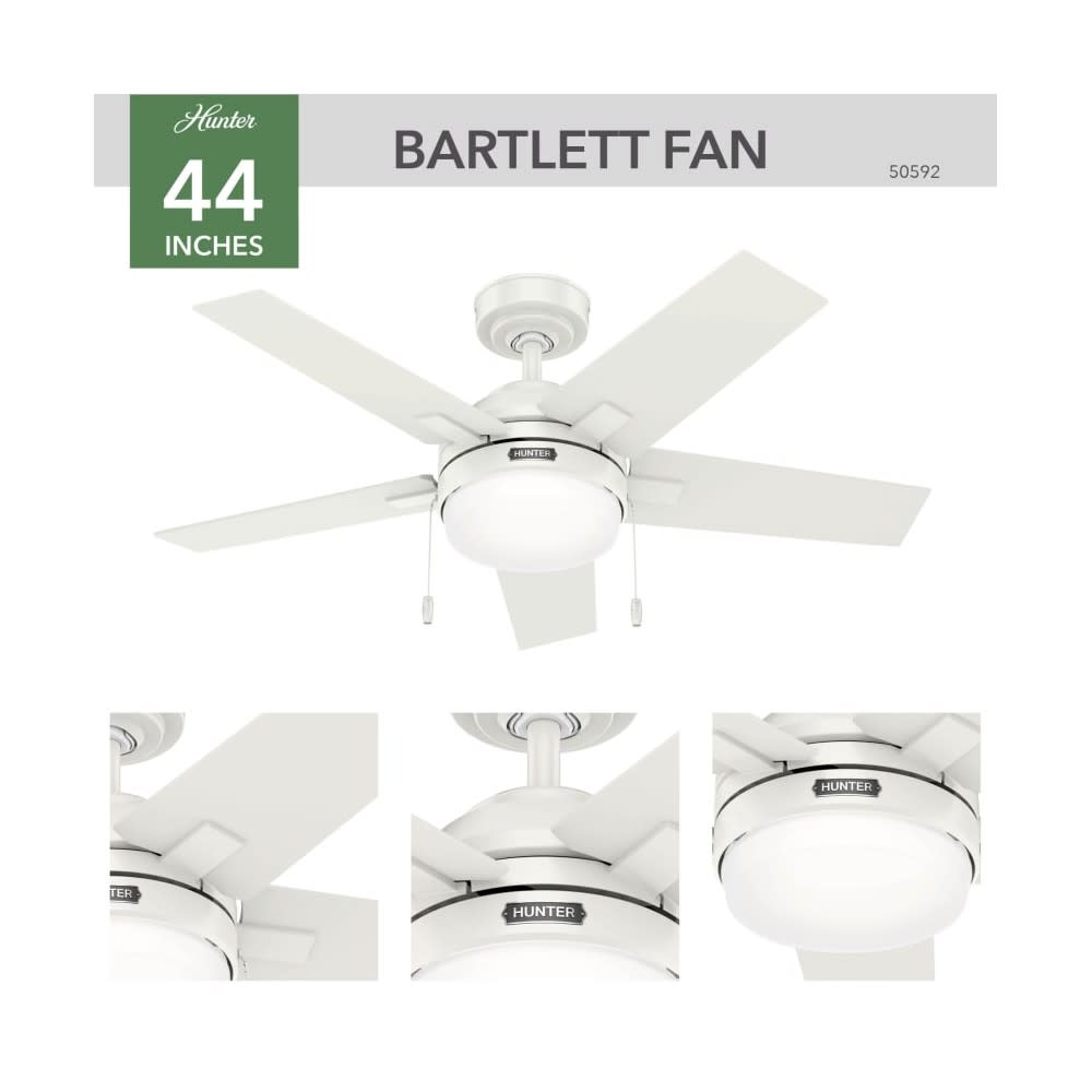 Hunter Fan Barlett Ceiling Fan 44″ Fresh White Fresh White - Ascmtools