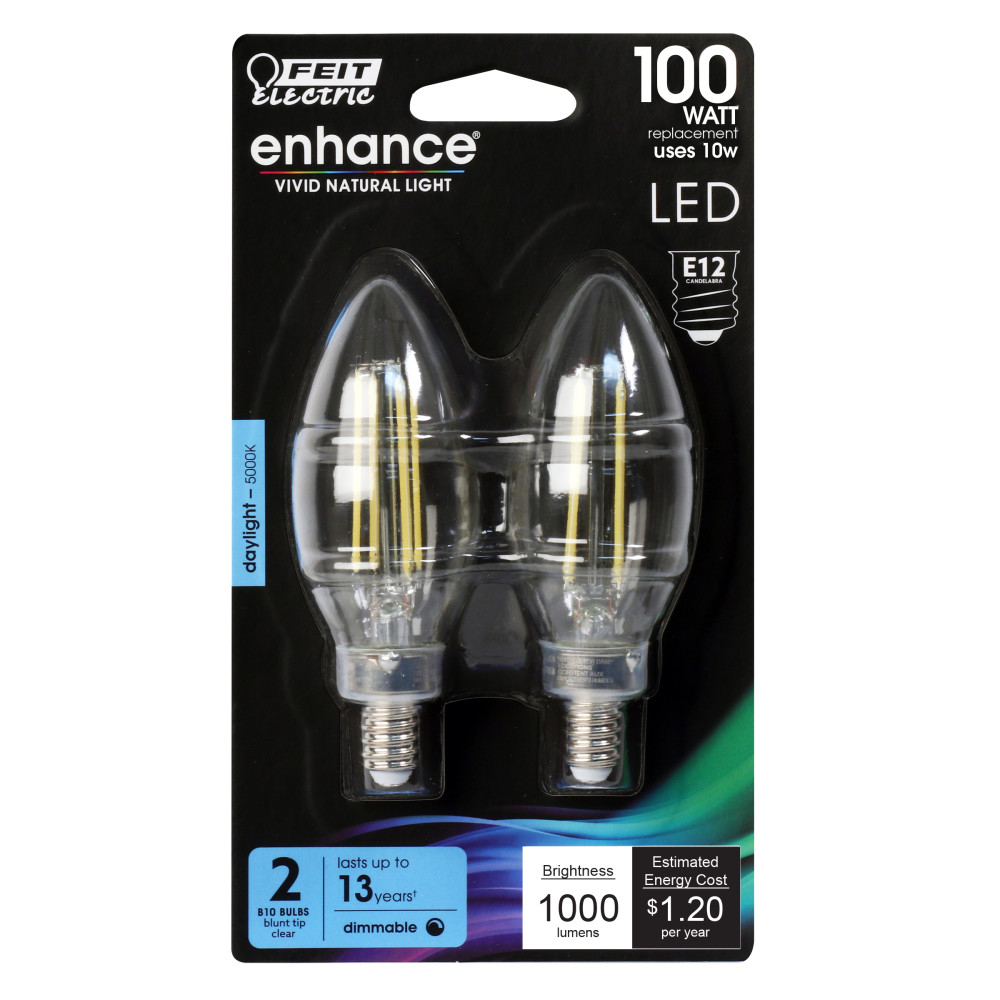 Feit Electric 100W Blunt Tip 5000K Filament LED Bulb 2pk - Ascmtools