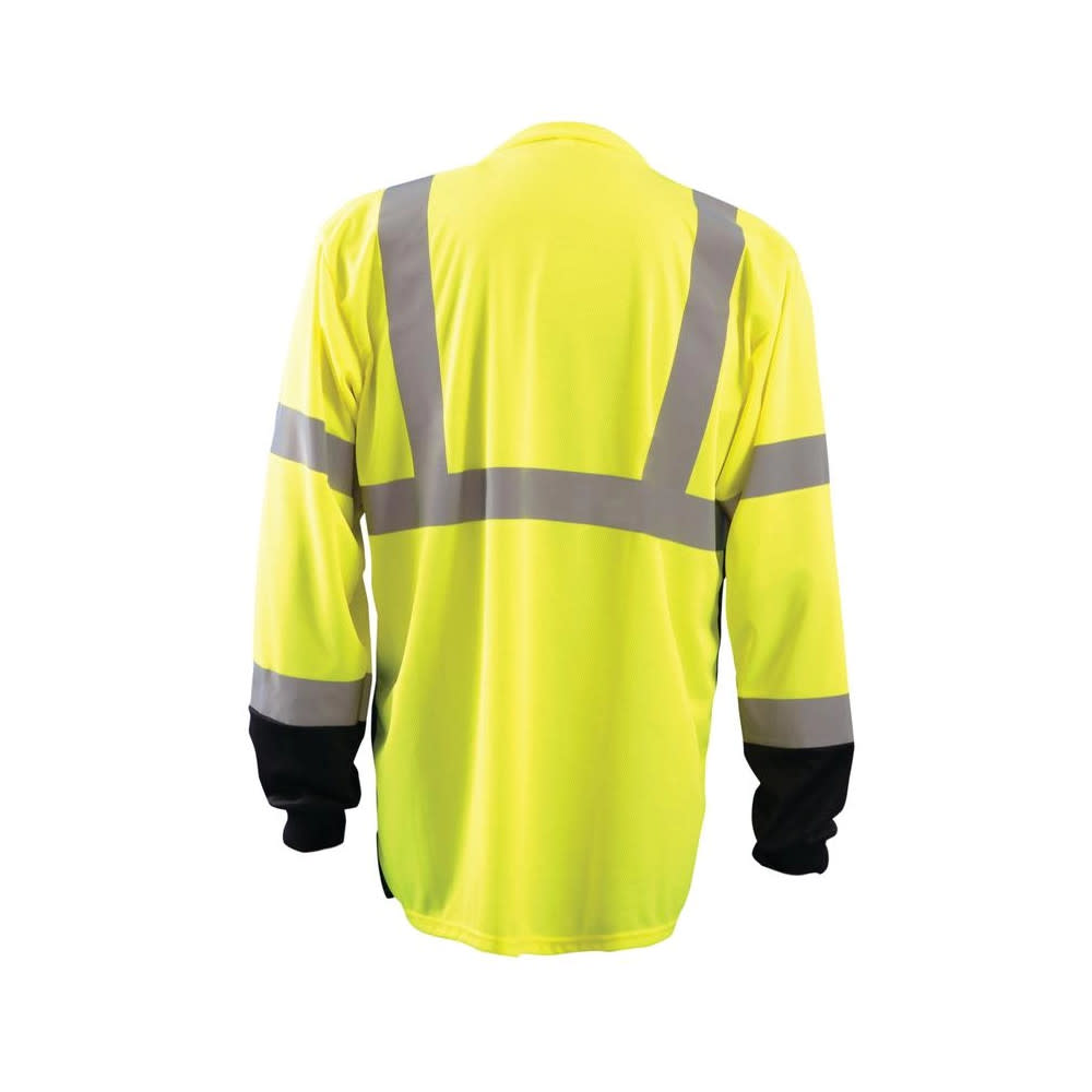 Occunomix Hi-Vis Yellow Black Bottom Wicking Birdseye Shirt Long Sleeve Medium - Ascmtools