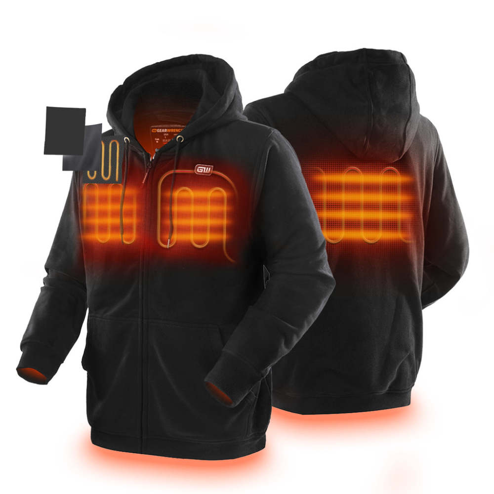 GEARWRENCH Mens Black Heated Full Zip Hoodie Kit Medium - Ascmtools