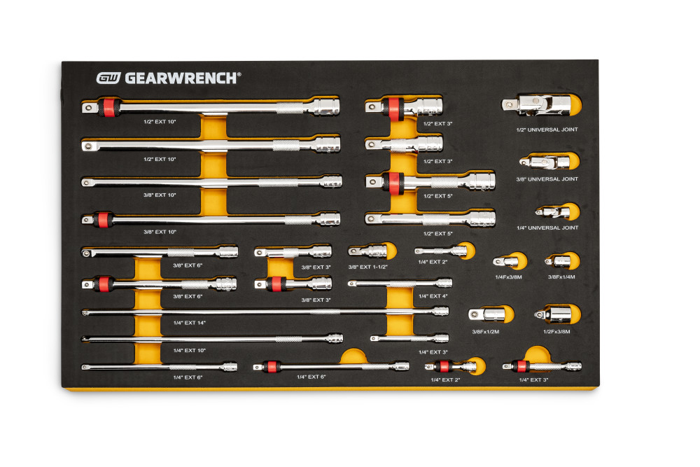 GEARWRENCH Chrome Tool Accessories Set 1/4″ 3/8″ 1/2″ Drive 29pc - Ascmtools