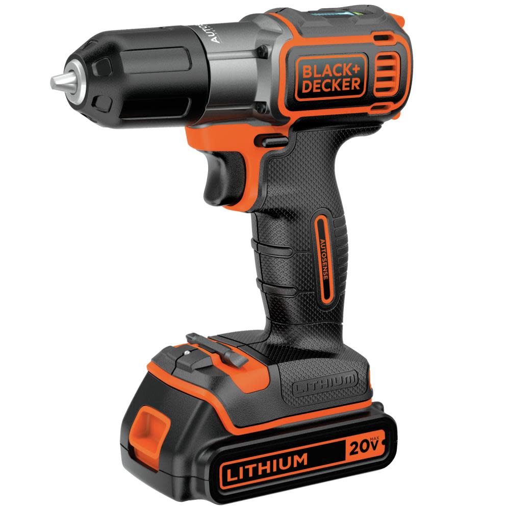 Black and Decker 20V MAX Lithium Ion (Li-ion) 3/8-in Cordless Drill with Battery Kit - Ascmtools