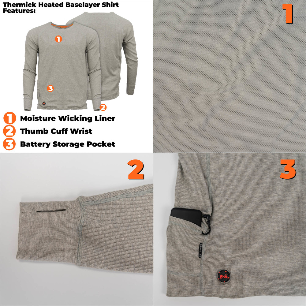 Mobile Warming Thermick Baselayer Shirt Mens 7.4V Gray 3X - Ascmtools